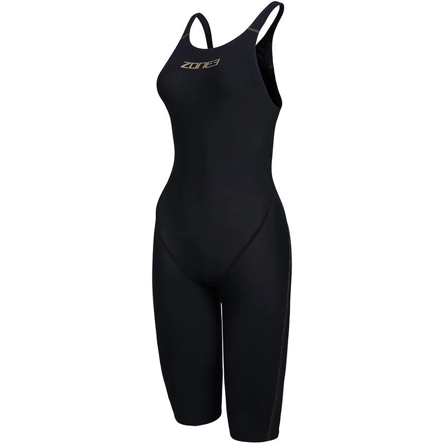 2026 Zone3 Da Donna Performance Speed Zipfree Smanicato Shorty Swim Kneeskin SW18WFKX101 - Black / Gold